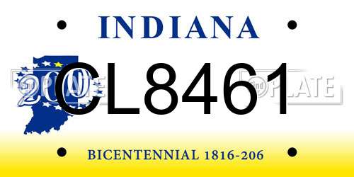 CL8461 Indiana License Plate