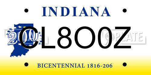 CL8O0Z Indiana License Plate