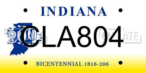 CLA804 Indiana License Plate
