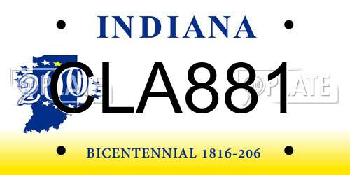 CLA881 Indiana License Plate