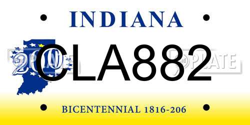CLA882 Indiana License Plate