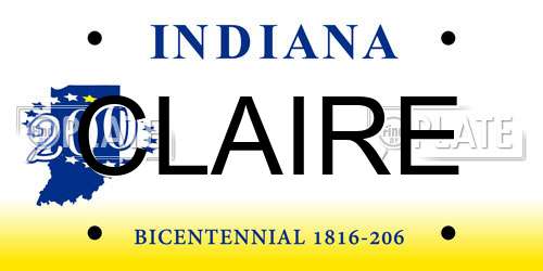 CLAIRE Indiana License Plate