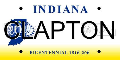 CLAPTON Indiana License Plate