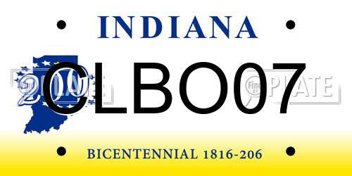 CLBO07 Indiana License Plate