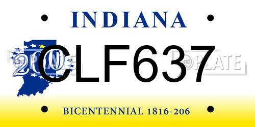 CLF637 Indiana License Plate