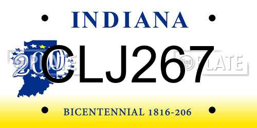 CLJ267 Indiana License Plate