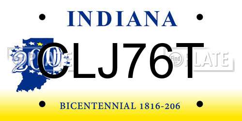CLJ76T Indiana License Plate