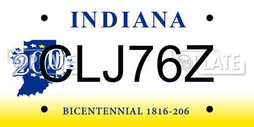 CLJ76Z Indiana License Plate