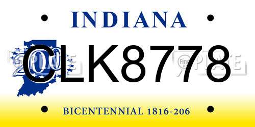 CLK8778 Indiana License Plate