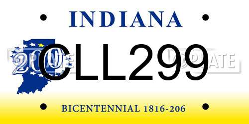 CLL299 Indiana License Plate