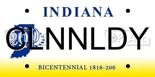 CLNNLDY Indiana License Plate