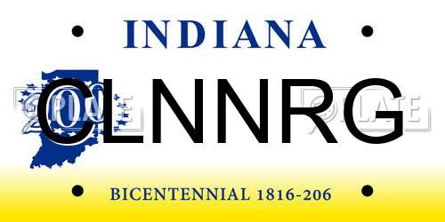 CLNNRG Indiana License Plate