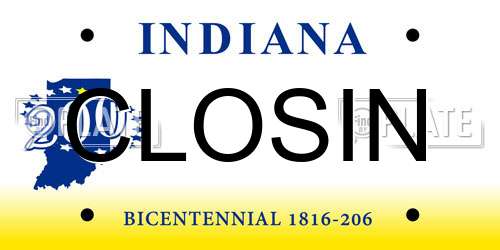 CLOSIN Indiana License Plate