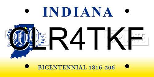 CLR4TKF Indiana License Plate