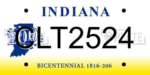 CLT2524 Indiana License Plate