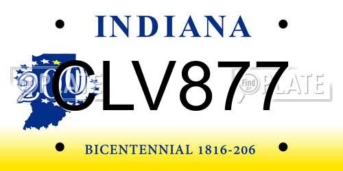 CLV877 Indiana License Plate