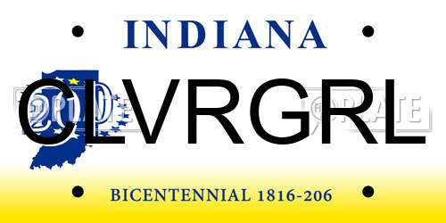 CLVRGRL Indiana License Plate