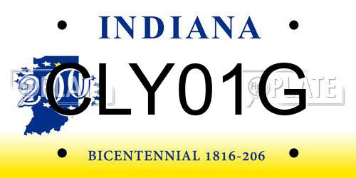 CLY01G Indiana License Plate