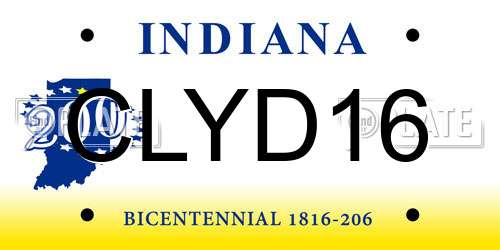 CLYD16 Indiana License Plate