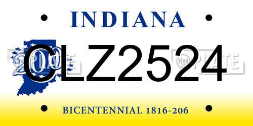 CLZ2524 Indiana License Plate