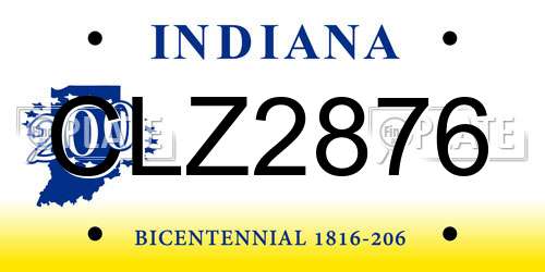 CLZ2876 Indiana License Plate