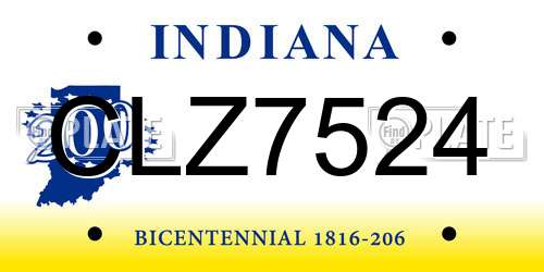 CLZ7524 Indiana License Plate