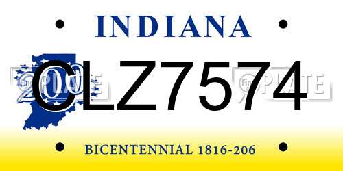 CLZ7574 Indiana License Plate