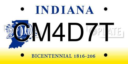 CM4D7T Indiana License Plate
