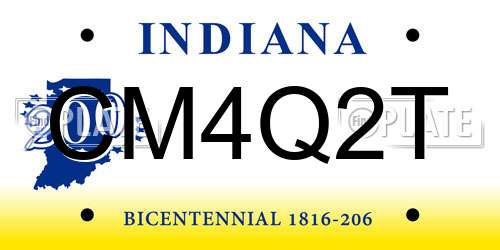 CM4Q2T Indiana License Plate