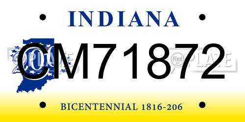 CM71872 Indiana License Plate
