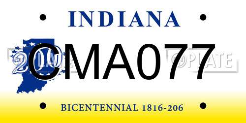 CMA077 Indiana License Plate