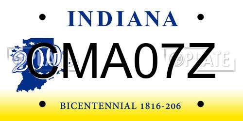 CMA07Z Indiana License Plate