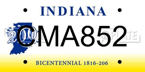 CMA852 Indiana License Plate