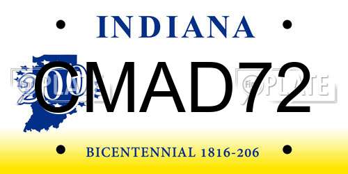 CMAD72 Indiana License Plate