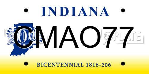 CMAO77 Indiana License Plate