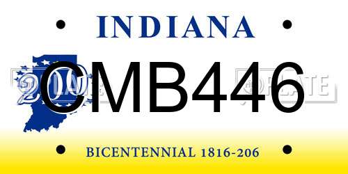 CMB446 Indiana License Plate
