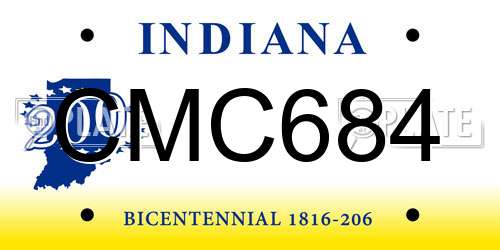 CMC684 Indiana License Plate