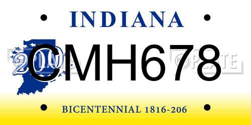 CMH678 Indiana License Plate