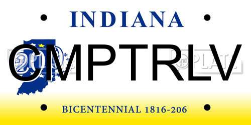 CMPTRLV Indiana License Plate