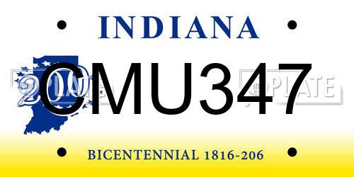 CMU347 Indiana License Plate
