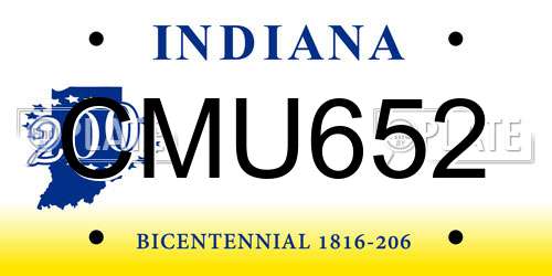 CMU652 Indiana License Plate
