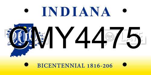 CMY4475 Indiana License Plate