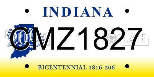 CMZ1827 Indiana License Plate