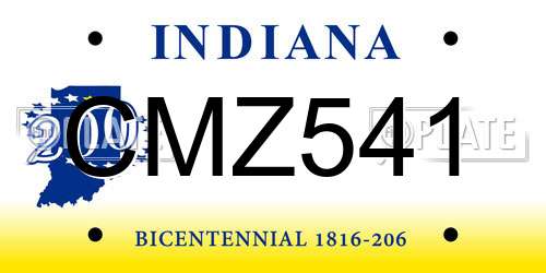 CMZ541 Indiana License Plate