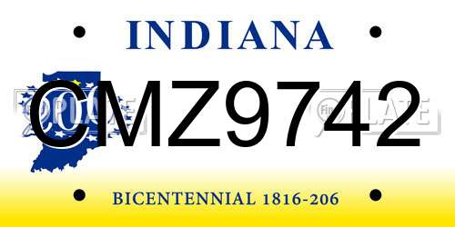CMZ9742 Indiana License Plate