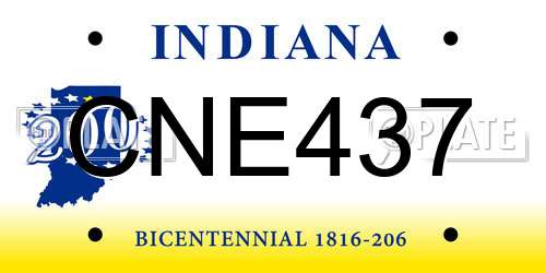 CNE437 Indiana License Plate