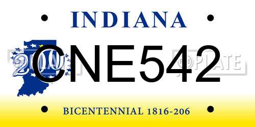 CNE542 Indiana License Plate