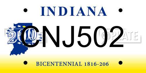 CNJ502 Indiana License Plate