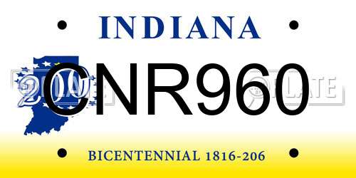CNR960 Indiana License Plate