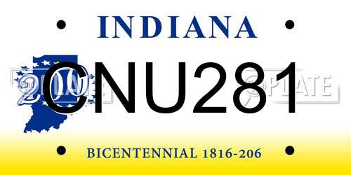CNU281 Indiana License Plate